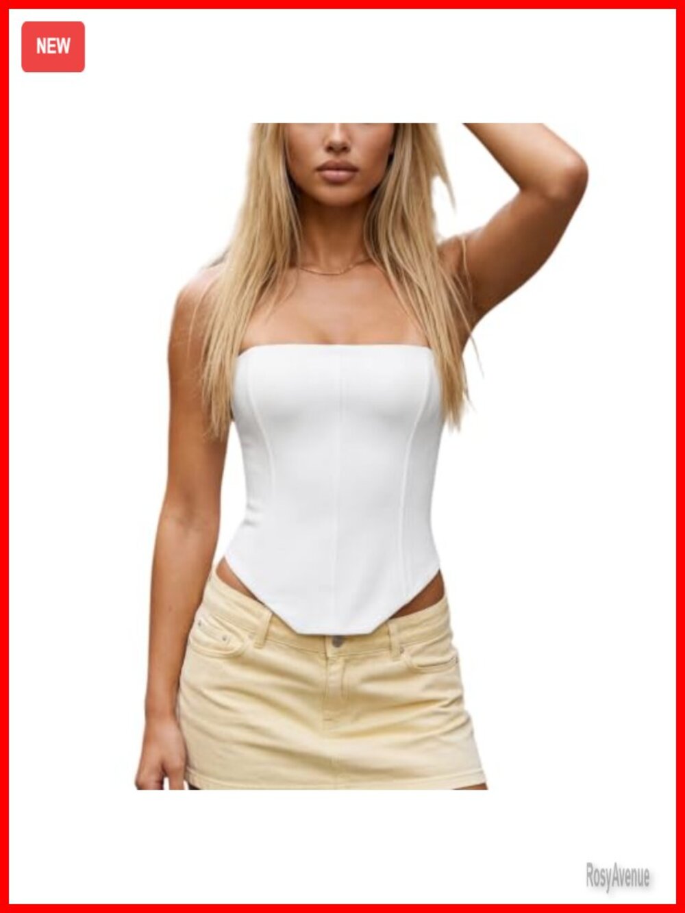 Women Y2K Lace Up Corset Top Boned Strapless Bustier Polyester Slim Fit